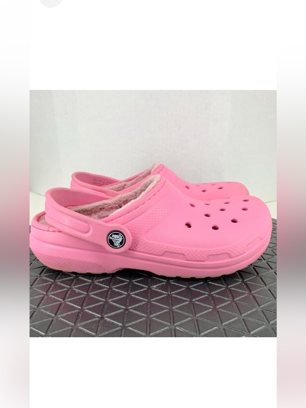 Crocs Kids Youth Size 3 Shoes Pink Rubber Clogs Fleece Lined Slip On Girls
